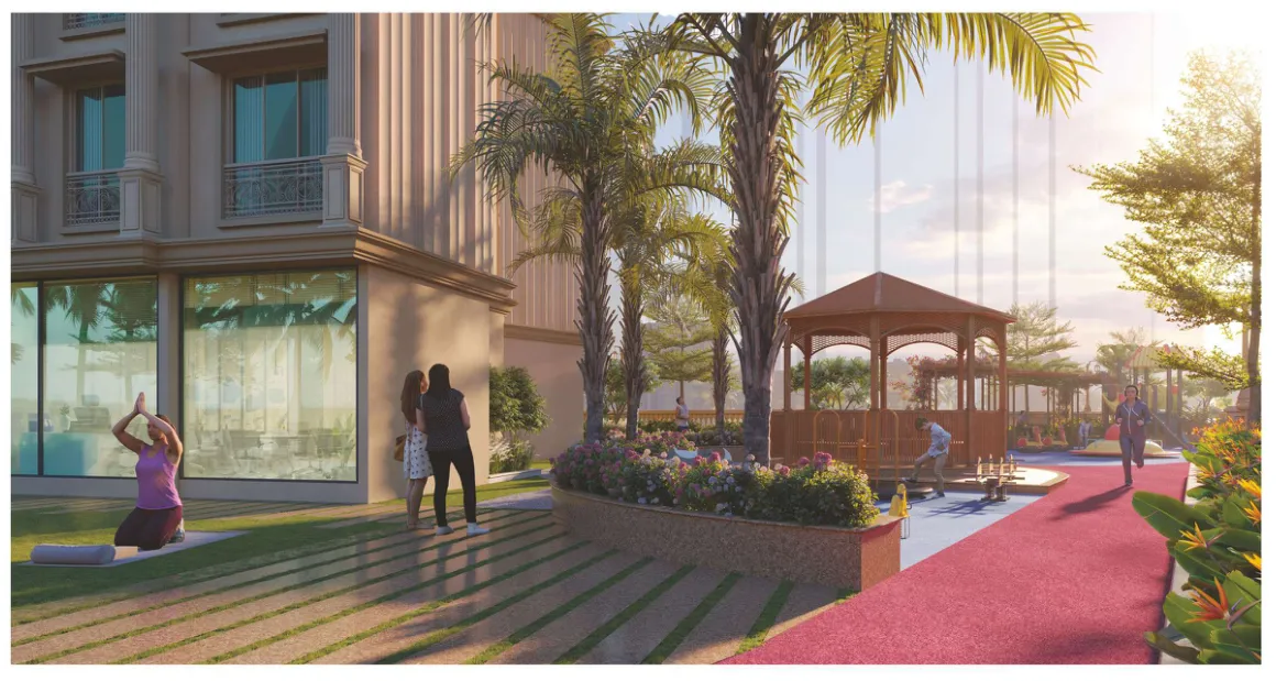 Yoga and meditation lawn with gazebo
